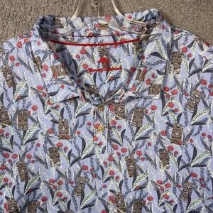 Tommy Bahama Polo Shirt Mens 3XLB Pique Supima Cotton Hawaiian Tiki Beach Floral